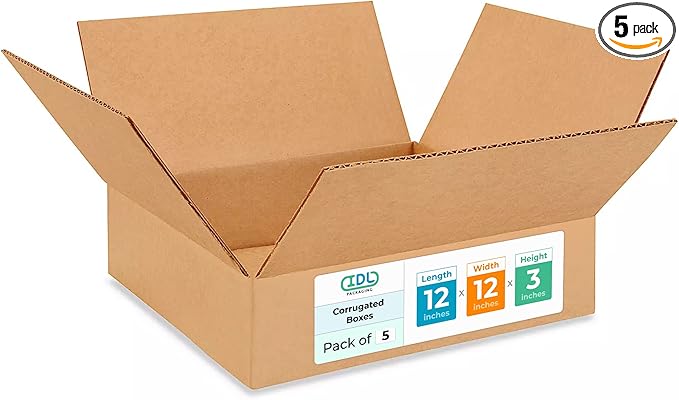 Medium Moving & Shipping Boxes 12 x 12 x 3 inches by IDLPackaging