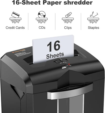 Bonsaii 16-Sheet Microcut Paper Shredder, 60-Minute Home Office Heavy Duty - Image 4
