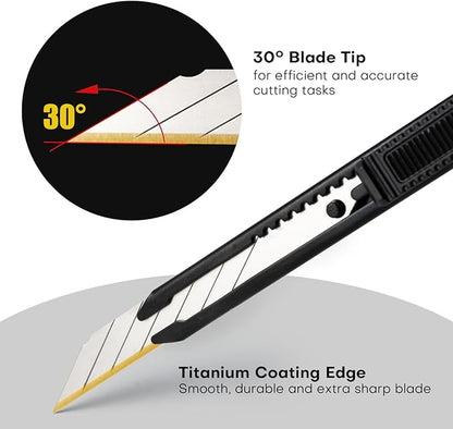 NEWISHTOOL 3 Pack Utility Knife Box Cutter Retractable, Titanium Coating Edge - Image 3