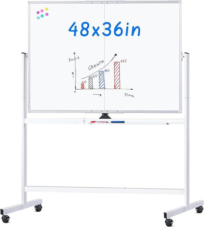 maxtek Rolling Whiteboard, 48x36 Large Magnetic White Board by Maxtek