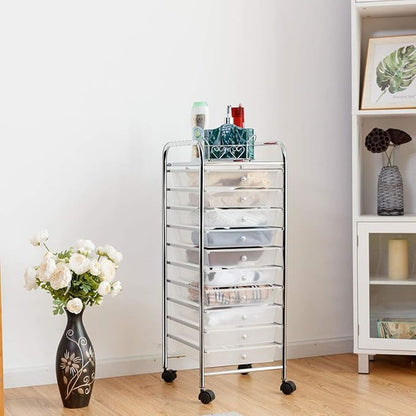 Giantex 10 Drawer Rolling Storage Cart Scrapbook Paper Office School Organizer - Image 4