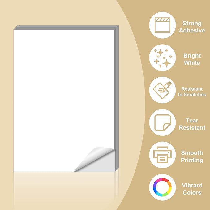 Sticker Paper, BESTEASY 8.5" x 11" Full Sheet Label Stickers - Image 2