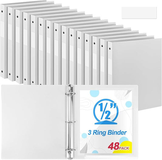 Henoyso 48 Pcs 3 Ring Binder 0.5 Inch Round Fits Letter Size 8.5'' x 11'' Paper by Henoyso