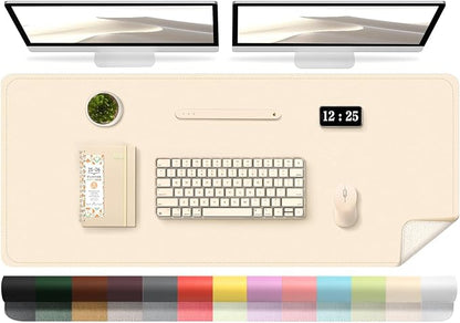 Leather Desk Pad Protector, 47.2'' x 23.6'', Suede Base Sewing Desk Blotter by BLESWIN