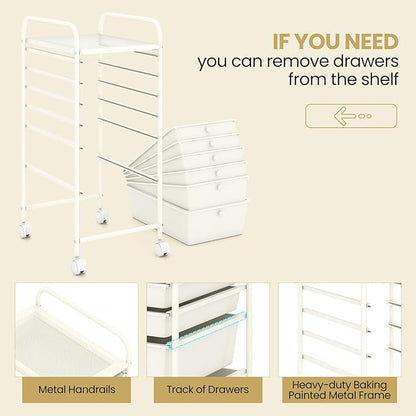 Giantex 6 Storage Drawer Cart Rolling Organizer Cart - Image 6
