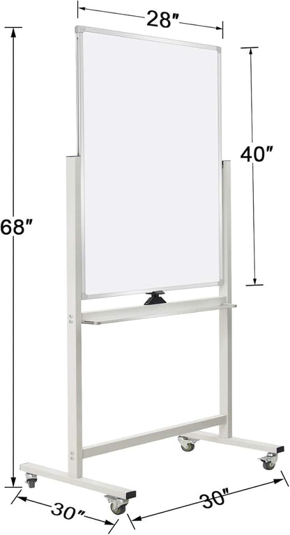 Max-officoo 40" x 28" Mobile Dry Erase Whiteboard Double-Sided White Boards on - Image 2