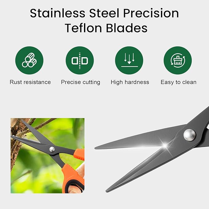 GROWNEER 3 Packs Trimming Scissors Teflon Coated Non Stick Blades Pruning - Image 5