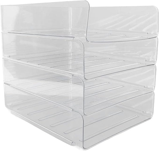 Jeanoko Desk Letter Tray Set Transparent Stackable Organizer by Jeanoko