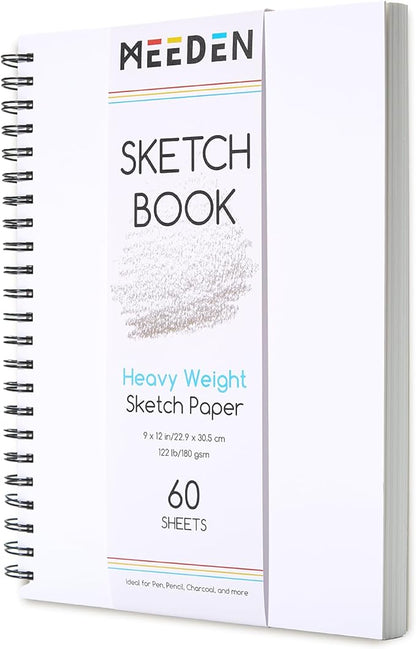 MEEDEN 9"x12" Sketchbook Paper Pad: 122lb/180gsm Spiral Bound Art Sketch Book by MEEDEN