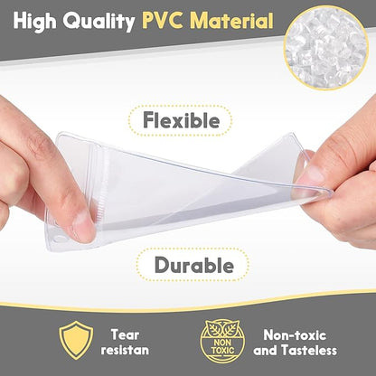 Marspark 200 Pieces Clear Plastic Horizontal Name Badge ID Card Holders - Image 5