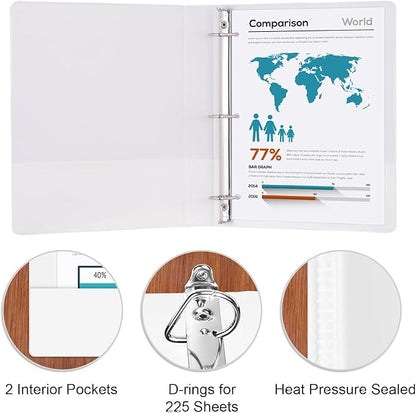 Comix Sturdy 3-Ring-Binder 1-inch D Ring Binders, 2.4mm-Thick, Hold 225 Sheets - Image 2