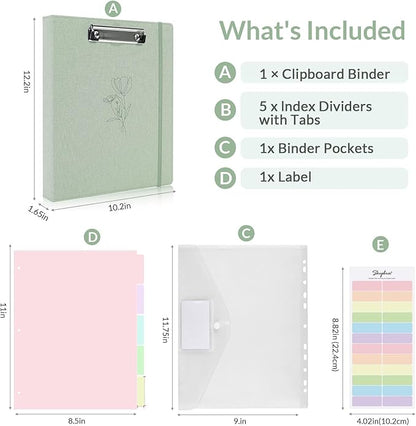 SKYDUE Clipboard Binder with Dividers, 1 Inch Linen 3 Ring Binder with - Image 3