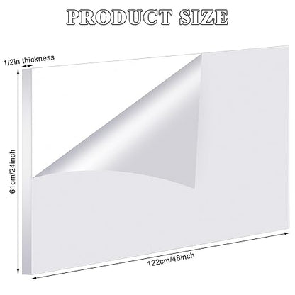 Roowest 1 Pcs 24 x 48 Inch, 1/2 Inch Thick Clear Acrylic Plexiglass Sheets - Image 2