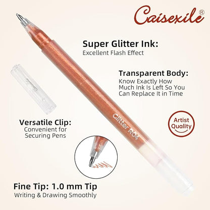 CAISEXILE 12 Yellow Glitter Gel Pens Set, 1.0 mm Fine Point - Image 3