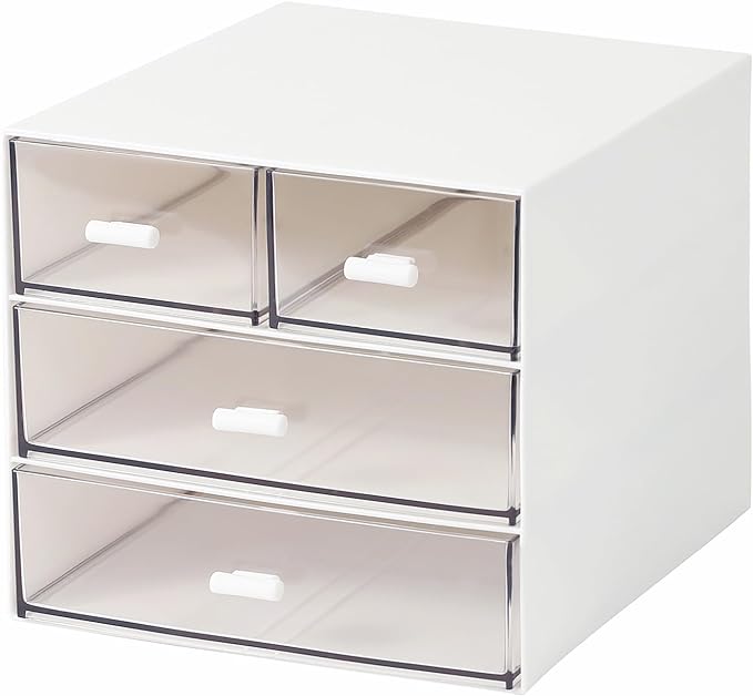 MILULUGO Makeup Organizer with 4 Drawers, Desk Organizer, Cosmetics Storage Box by MILULUGO