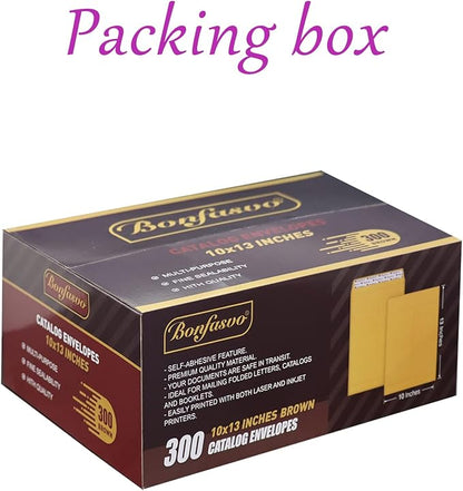 Bonfasvo 300 Pack 10x13 Brown Catalog Envelopes Peel & Seal Security Mailing - Image 5