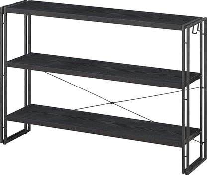 HCHQHS Bookshelf, 3-Tier Industrial Bookcase, Freestanding Horizontal by HCHQHS