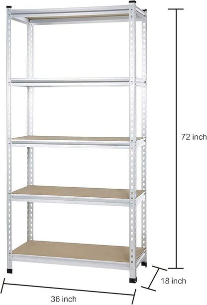 Amazon Basics Double Post Press Board 5 Tier Shelf 36 x 18 x 72, Aluminum | - Image 2