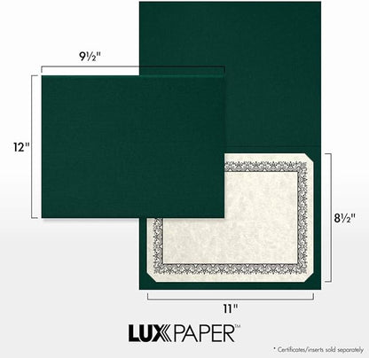 LUXPaper 9.5" x 12" Certificate Holders | Green Linen | 100lb. Cover | 100 Qty - Image 4