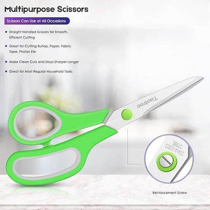 Scissors Bulk Set of 6-Pack, Taotree 8" Scissors All Purpose Comfort Grip Sharp - Image 5