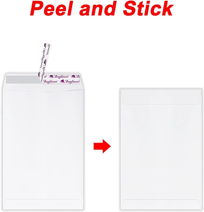 Bonfasvo 300 Pack 6x9 White Catalog Envelopes Peel & Seal Security Mailing - Image 3