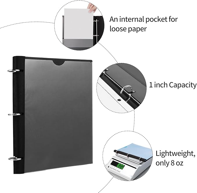 Tashkummy 360° Pivotable 3 Ring Binder, Upgraded Foldable Binders 1 inch 12 Pack - Image 6