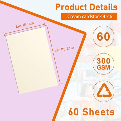 Guakicae 60 Sheets Cream Cardstock 4 x 6 Ivory Paper, 300gsm/110lb Heavyweight - Image 2