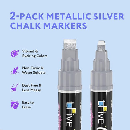 TFIVE Metallic Silver Liquid Chalk Markers - Image 2