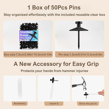 50pcs Black Thumb Tacks - Image 2