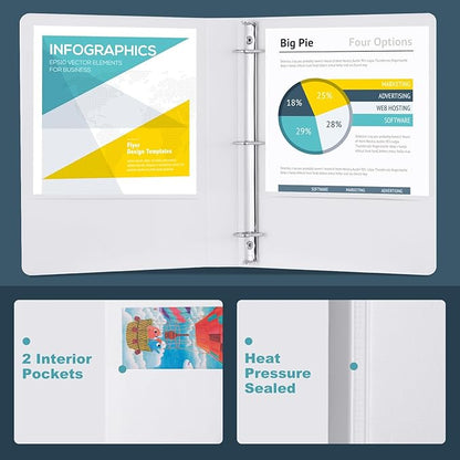 3 Ring Binder 1 Inch, ViVin Sturdy 1"-Slant D Ring Binder - Image 6