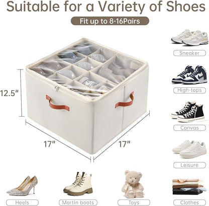 INSTY Shoe Organizer for Closet, 2 Pack Foldable Shoe Storage Containers - Image 2