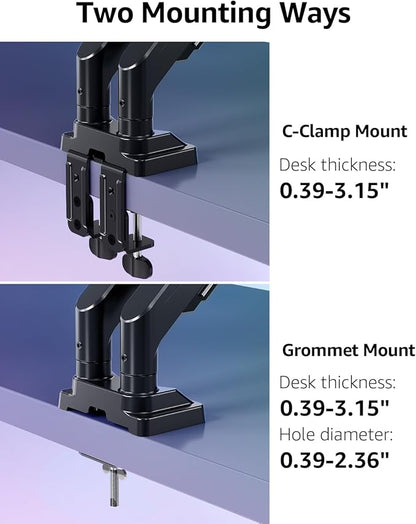 MOUNTUP Dual Monitor Stand for Max 43 inch Screens, Ultrawide Monitor Arm - Image 8