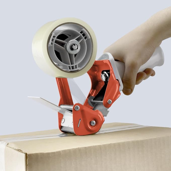 TAPEWELL Heavy Duty Metal Frame Orange Packing Tape Dispenser 3 Inch Core - Image 4