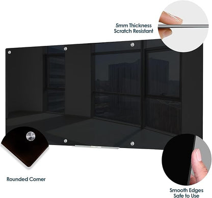J&J worldwide Glass Whiteboard 8' x 4', Magnetic Black Glass Dry Erase Board - Image 2