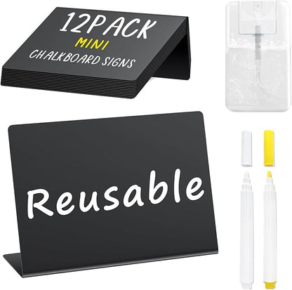PigPotParty 12 Pcs Food Labels for Party Buffet w/Cleaning Spray, Table Place by PigPotParty