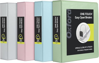 Oxford 3 Ring Binders, 2 inch ONE-Touch Easy Open D Rings, 3-Sided View Binder by Oxford