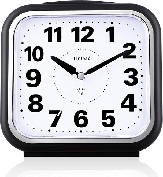 Tinload 5.5" Large No Ticking Analog Alarm Clock, Silent Readable by Tinload