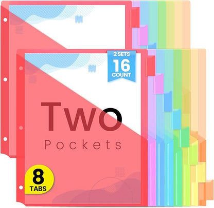 Sooez 16 Count Dividers with Pockets, 8 Tabs Binder Dividers by Sooez