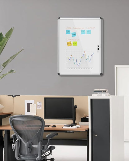 Mifuro 26"x20" Enclosed Bulletin Board, Lockable Weather-Resistant Aluminum - Image 2