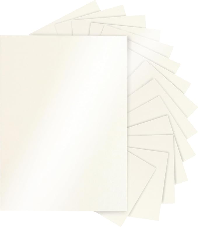Silunkia 120 Sheets Cream Shimmer Cardstock 8.5 x 11 Off White Paper, by Silunkia