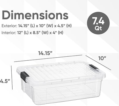 Superio Storage Bins with Lids- 2 Pack, 7.4 Qt Clear Boxes - Image 2