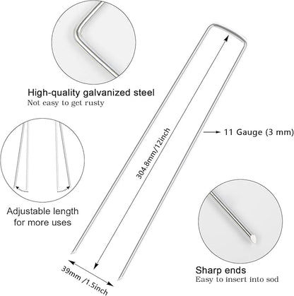 FEED GARDEN 12 Inch 100 Pack Galvanized Landscape Staples 11 Gauge Anti-Rust - Image 2