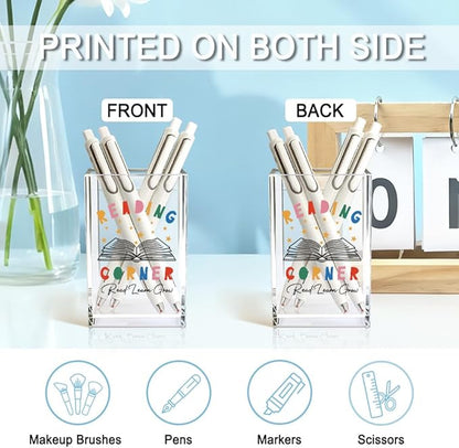 QYUVK Reading Corner Acrylic Cosmetic Holder, Crown Clear Makeup Brush Holder - Image 3