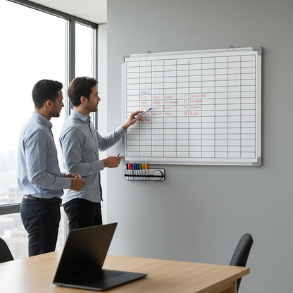 Lined Whiteboard Blank Grid Aluminum Frame Dry Erase Board Reusable Wall - Image 5