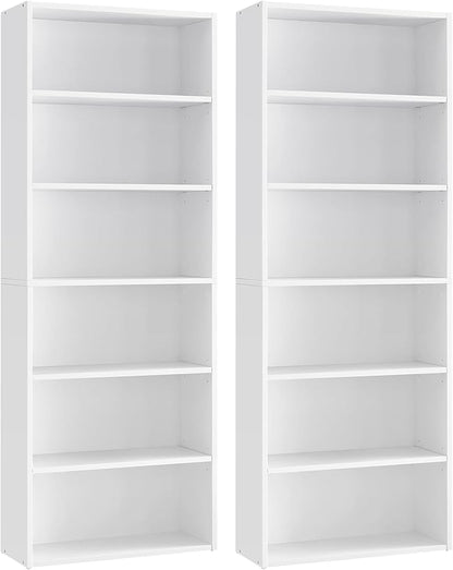 VASAGLE Set of 2 Bookshelves, 23.6 Inches Wide, 6-Tier Open Bookcases by VASAGLEbySONGMICSHOME