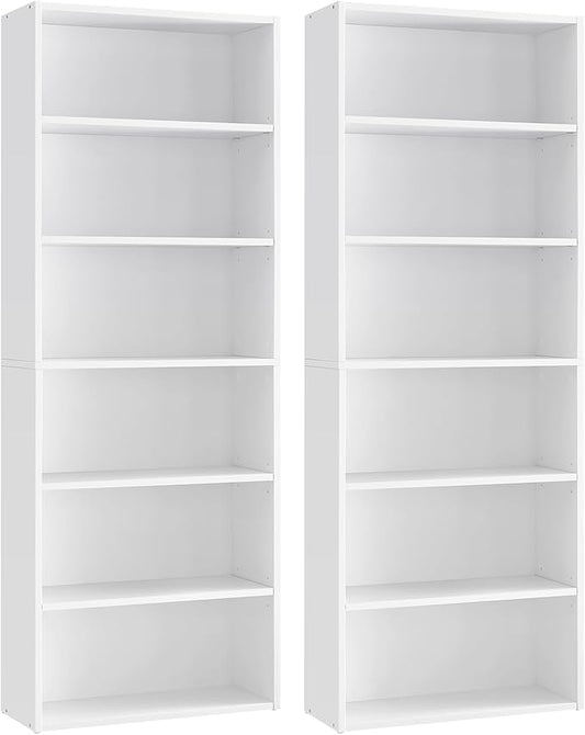 VASAGLE Set of 2 Bookshelves, 23.6 Inches Wide, 6-Tier Open Bookcases by VASAGLEbySONGMICSHOME