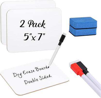 Affrolling 2 Sets Small Whiteboard Dry Erase Boards 5" x7'' Mini Double Sided by Affrolling