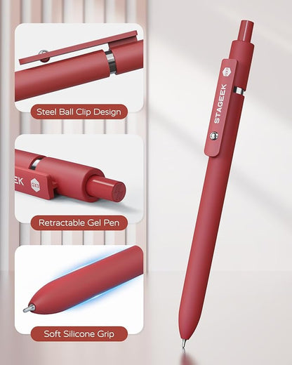 STAGEEK Red Gel Pens, Fine Point Retractable Smooth Writing Pens - Image 6