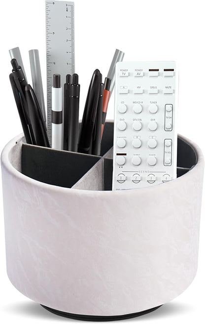 Hennaja Round Leather Art Supply Organizer, Remote Control Holder, 360 Degree by Hennaja