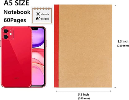 Zegrox A5 Notebook Bulk, 48 pack Kraft Cover College ruled Travel Journals - Image 5